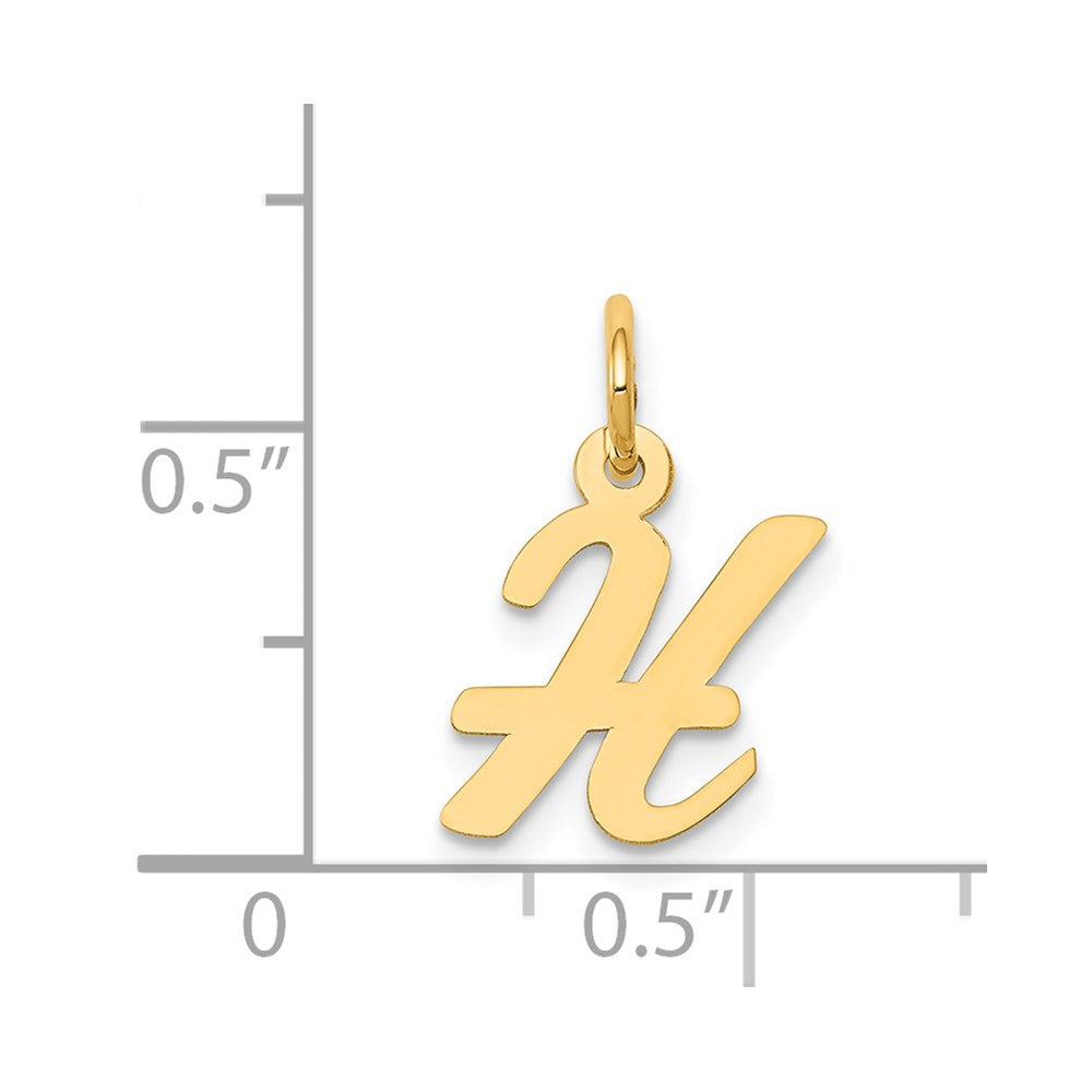 14k Yellow Gold 14k Small Script Letter H Initial Charm