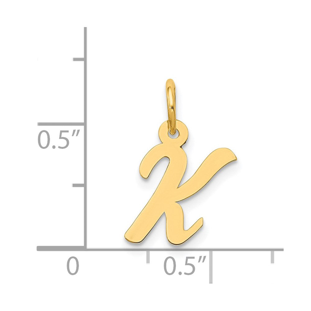 14k Yellow Gold 14k Small Script Letter K Initial Charm