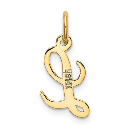 14k Yellow Gold 14k Small Script Letter L Initial Charm