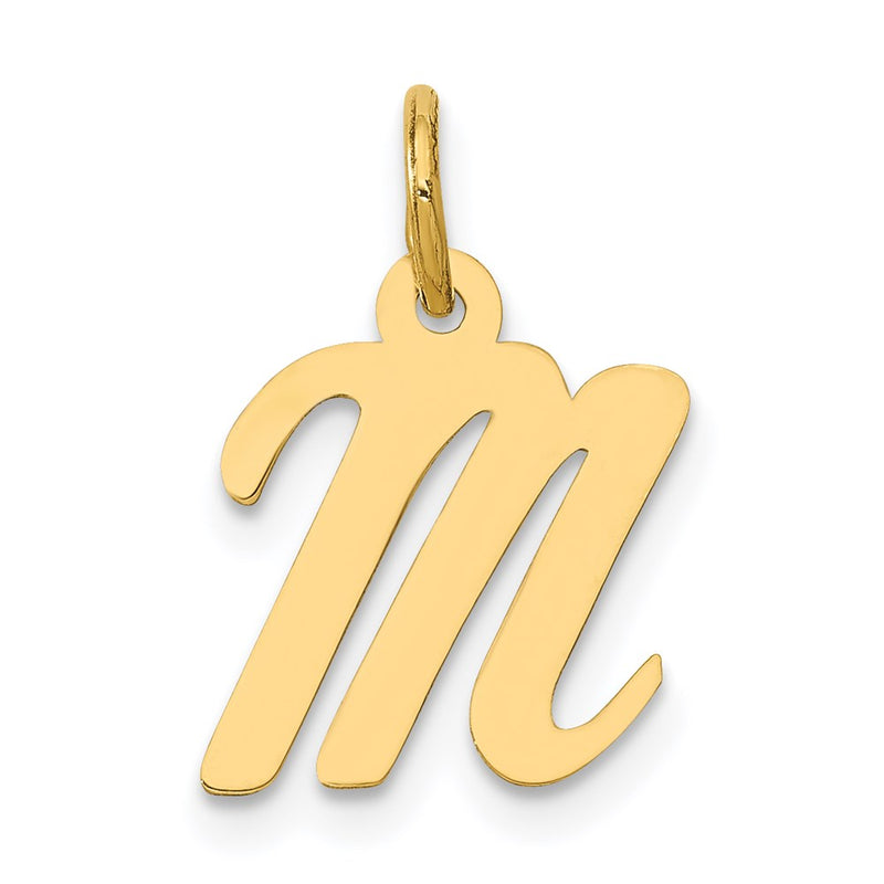 14k Yellow Gold 14k Small Script Letter M Initial Charm