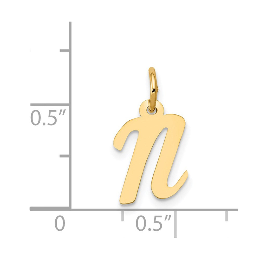 14k Yellow Gold 14k Small Script Letter N Initial Charm