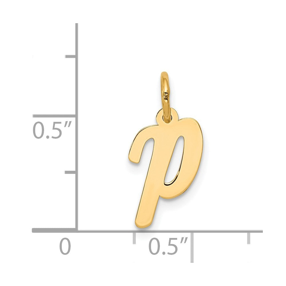 14k Yellow Gold 14k Small Script Letter P Initial Charm