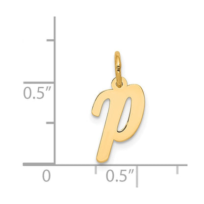 14k Yellow Gold 14k Small Script Letter P Initial Charm