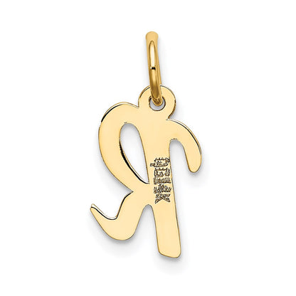 14k Yellow Gold 14k Small Script Letter R Initial Charm