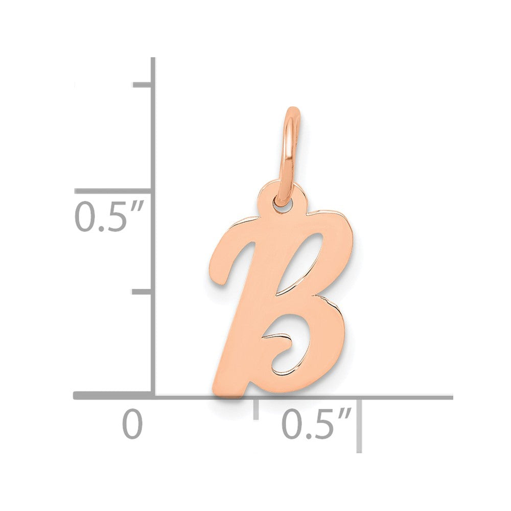 14K Rose Gold Small Script Letter B Initial Charm