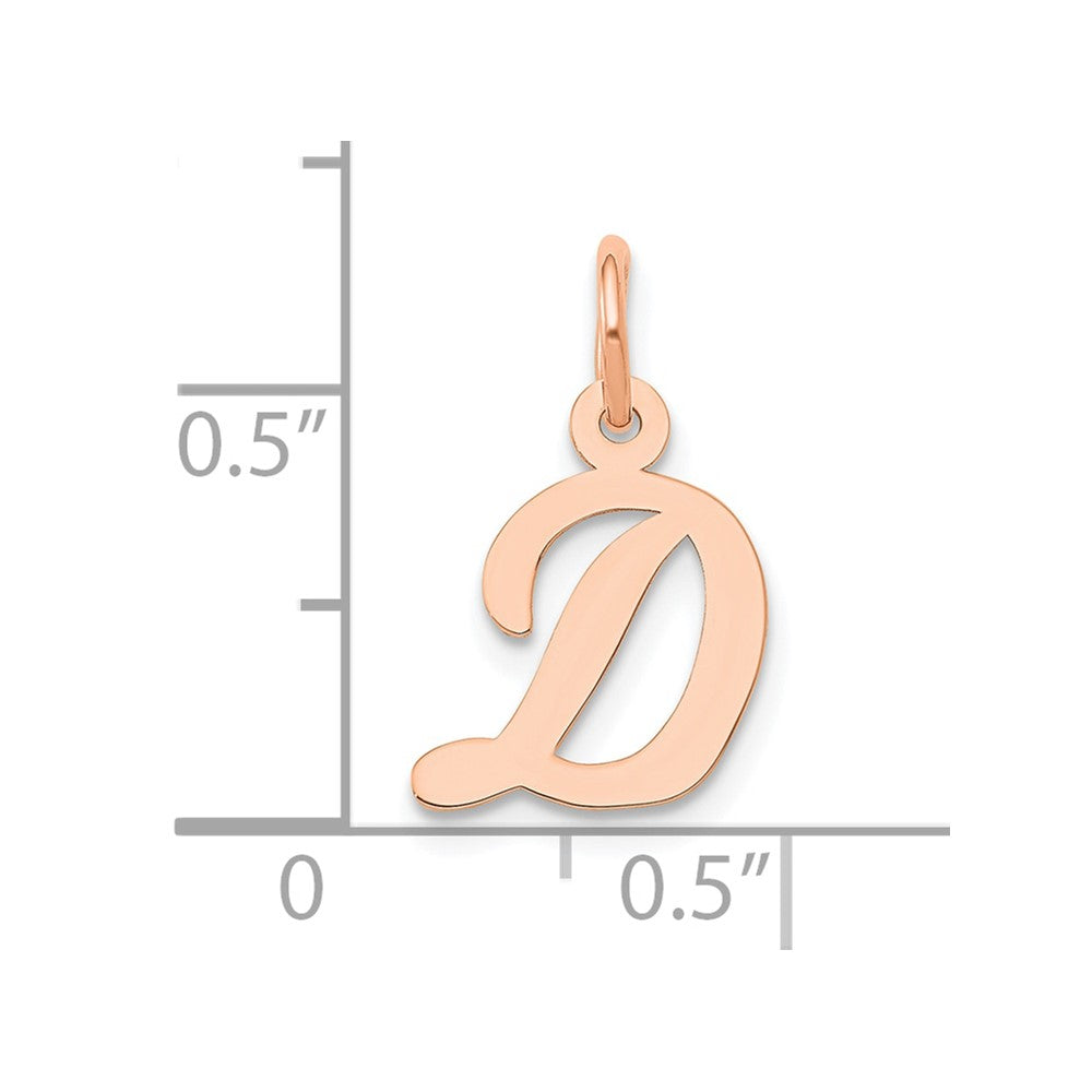 14K Rose Gold Small Script Letter D Initial Charm
