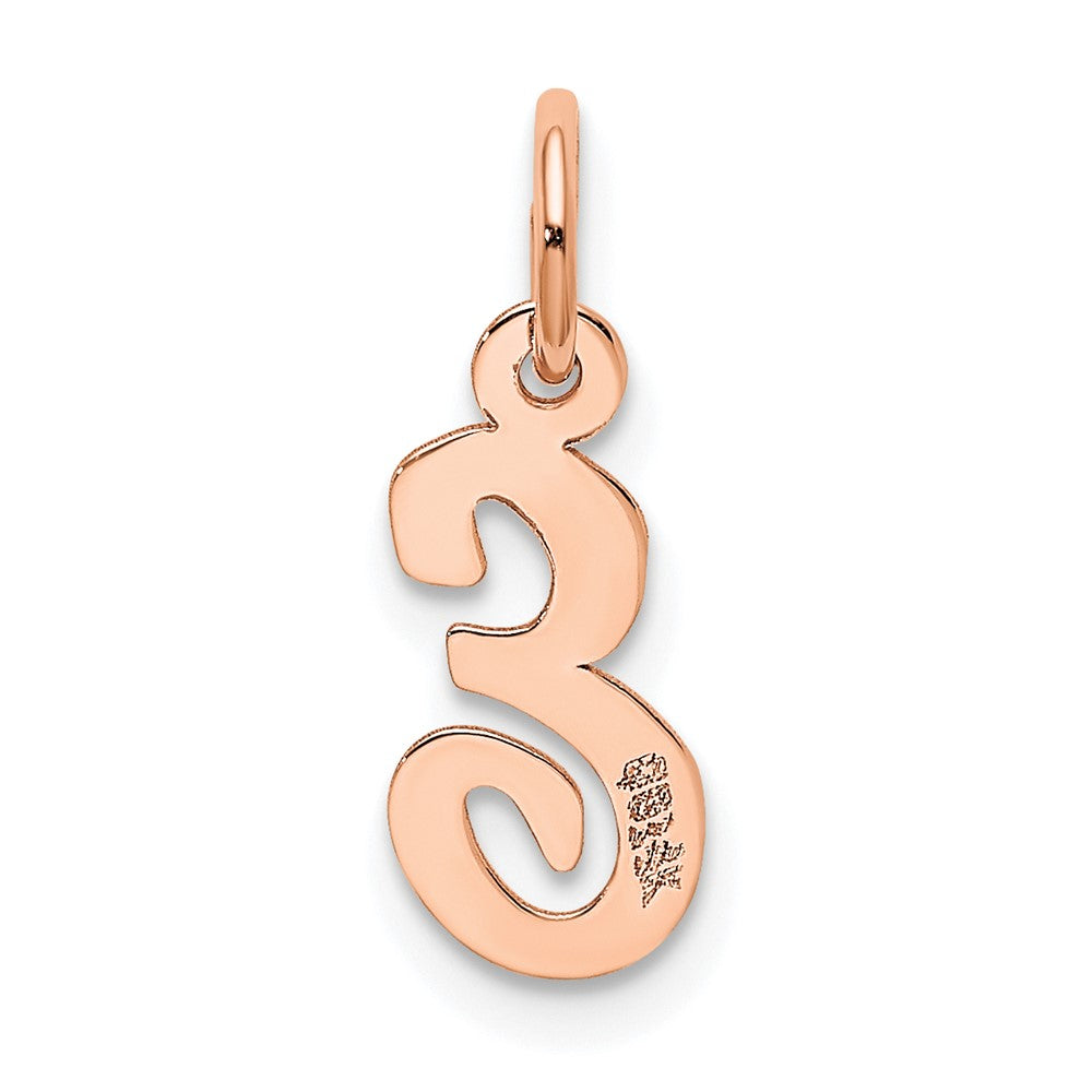 14K Rose Gold Small Script Letter E Initial Charm