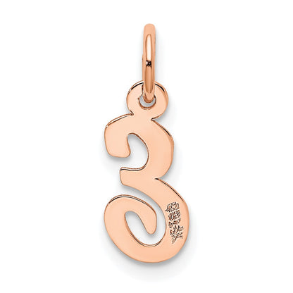 14K Rose Gold Small Script Letter E Initial Charm