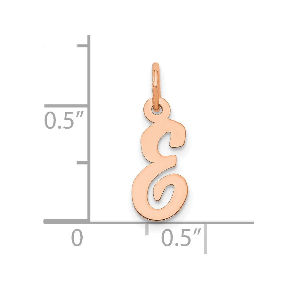 14K Rose Gold Small Script Letter E Initial Charm