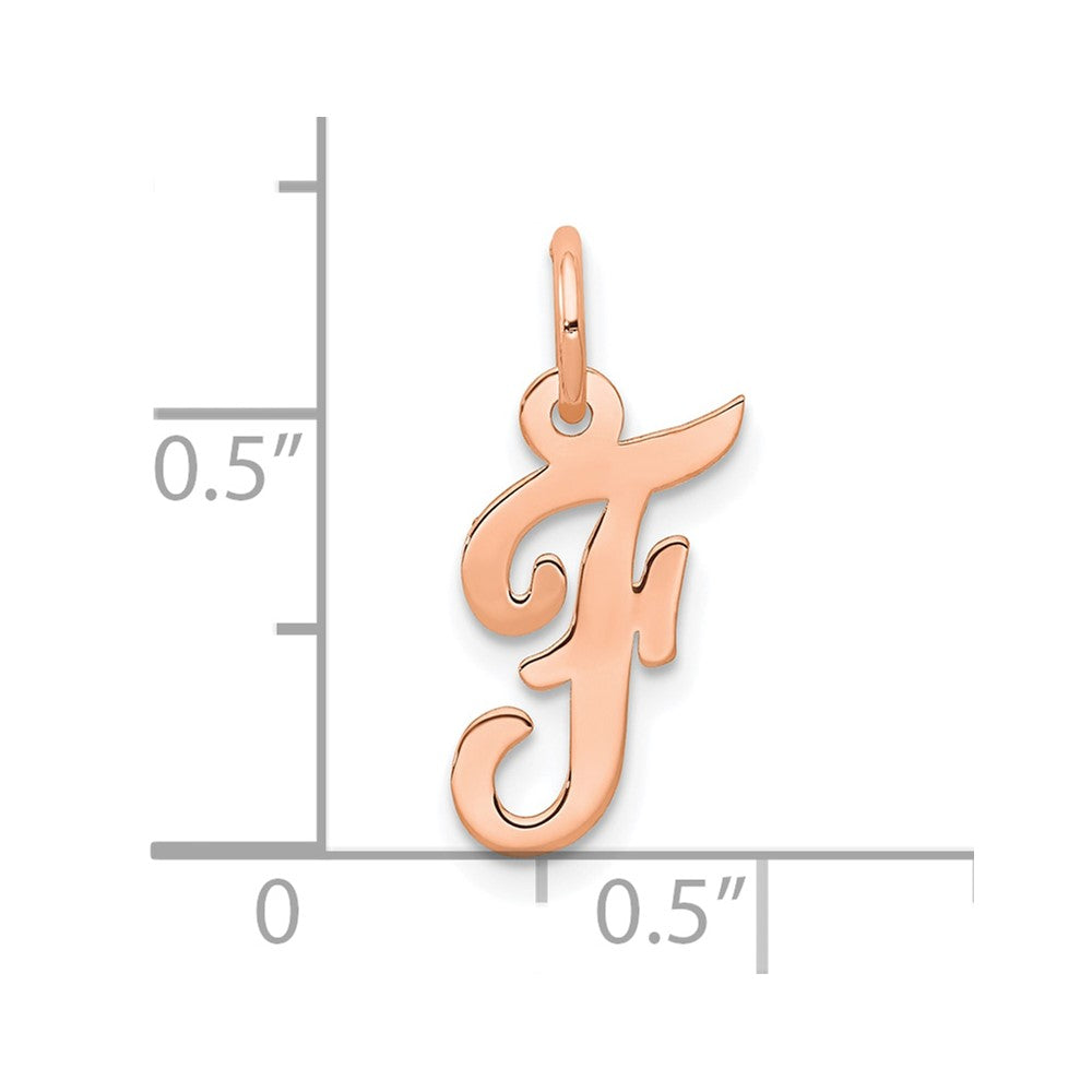 14K Rose Gold Small Script Letter F Initial Charm