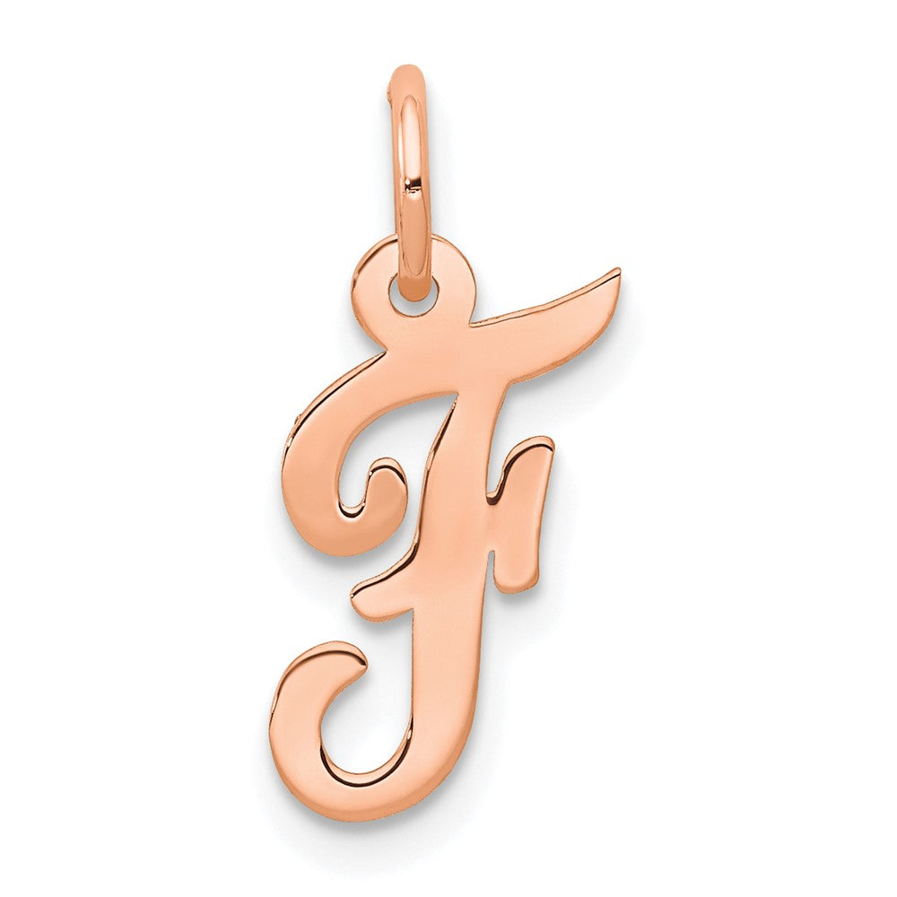 14K Rose Gold Small Script Letter F Initial Charm