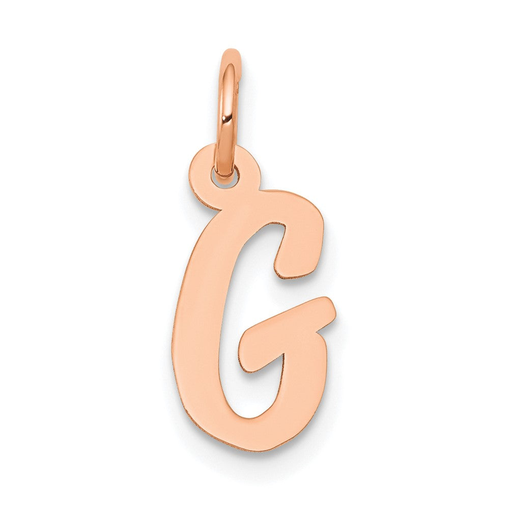 14K Rose Gold Small Script Letter G Initial Charm