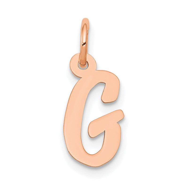 14K Rose Gold Small Script Letter G Initial Charm