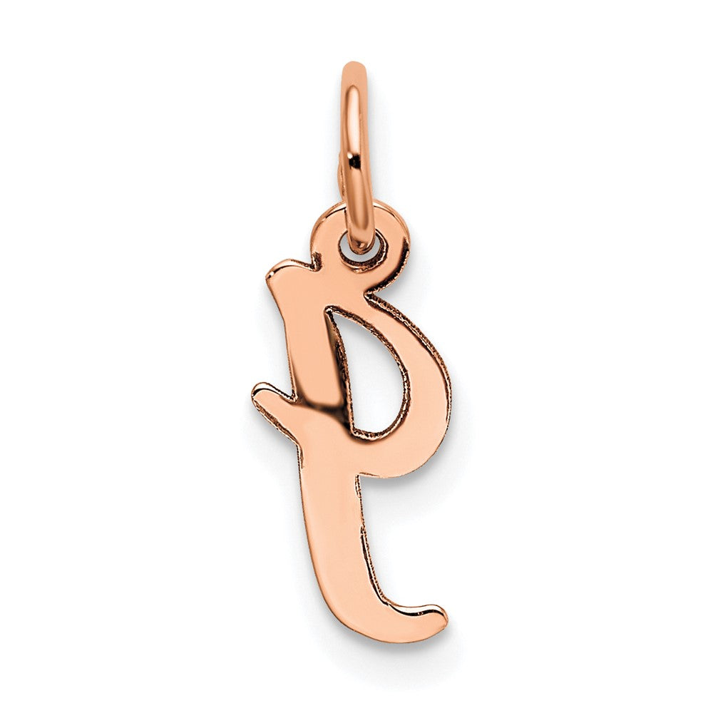 14K Rose Gold Small Script Letter I Initial Charm