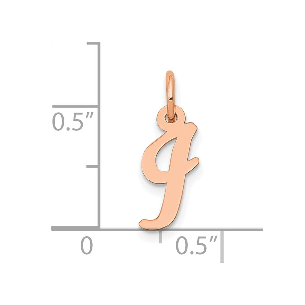 14K Rose Gold Small Script Letter I Initial Charm