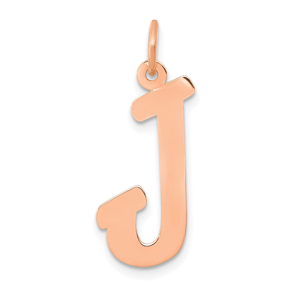 14K Rose Gold Small Script Letter J Initial Charm