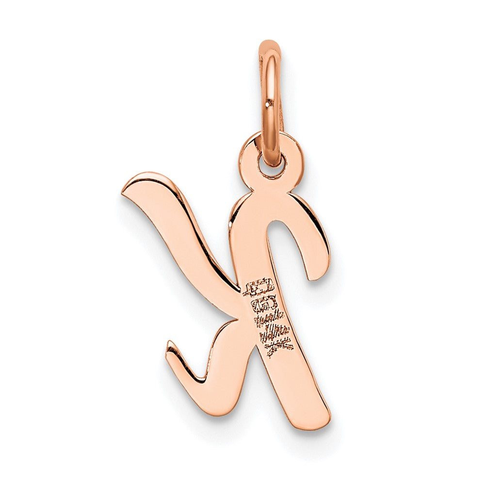 14K Rose Gold Small Script Letter K Initial Charm