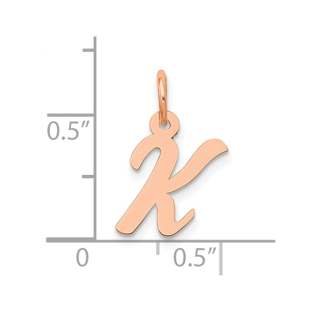 14K Rose Gold Small Script Letter K Initial Charm