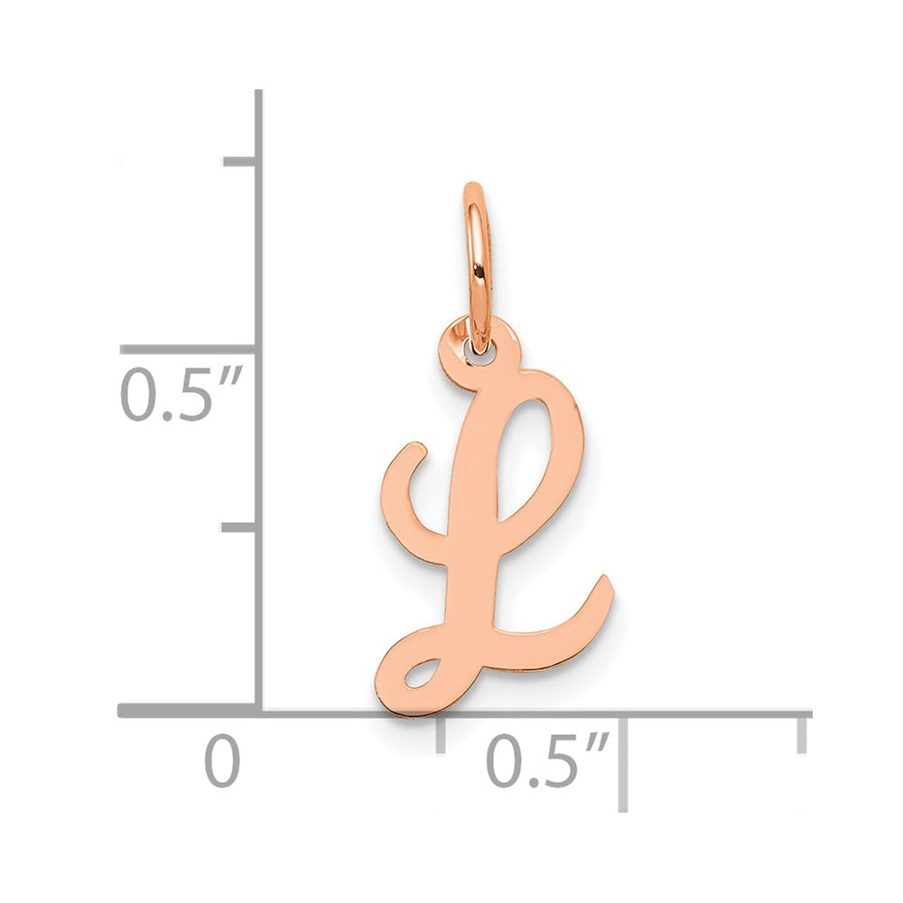 14K Rose Gold Small Script Letter L Initial Charm