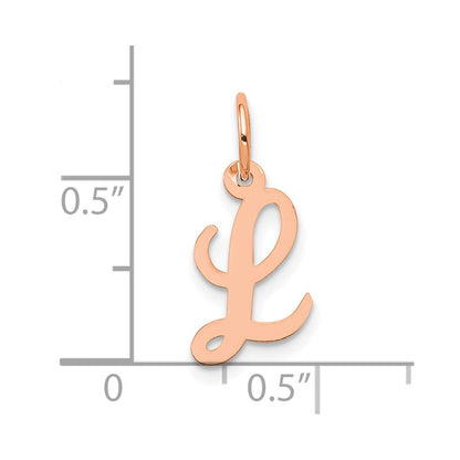 14K Rose Gold Small Script Letter L Initial Charm