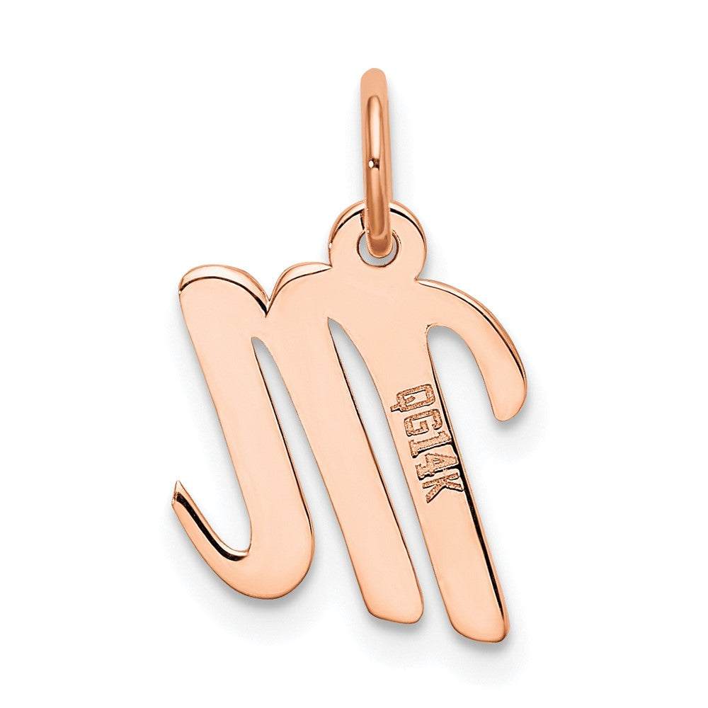 14K Rose Gold Small Script Letter M Initial Charm