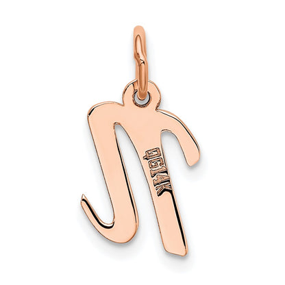 14K Rose Gold Small Script Letter N Initial Charm