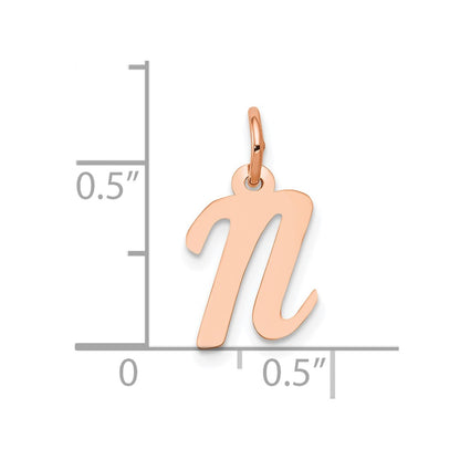 14K Rose Gold Small Script Letter N Initial Charm