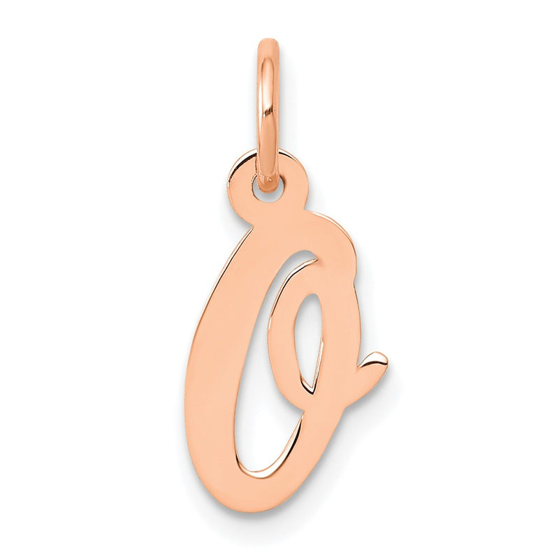 14K Rose Gold Small Script Letter O Initial Charm