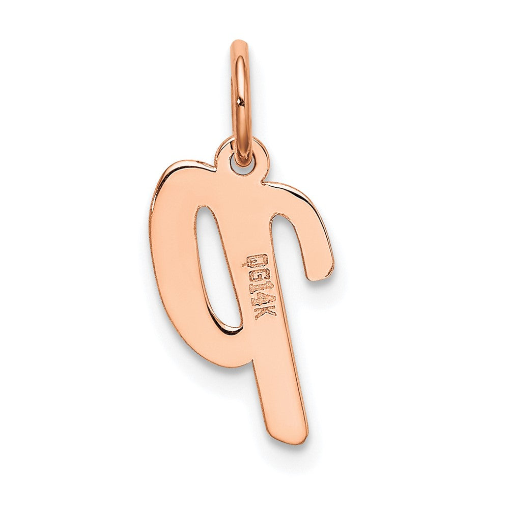 14K Rose Gold Small Script Letter P Initial Charm
