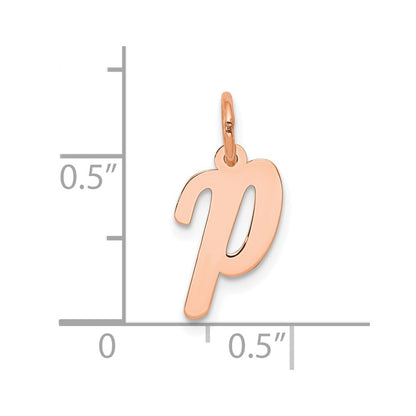 14K Rose Gold Small Script Letter P Initial Charm