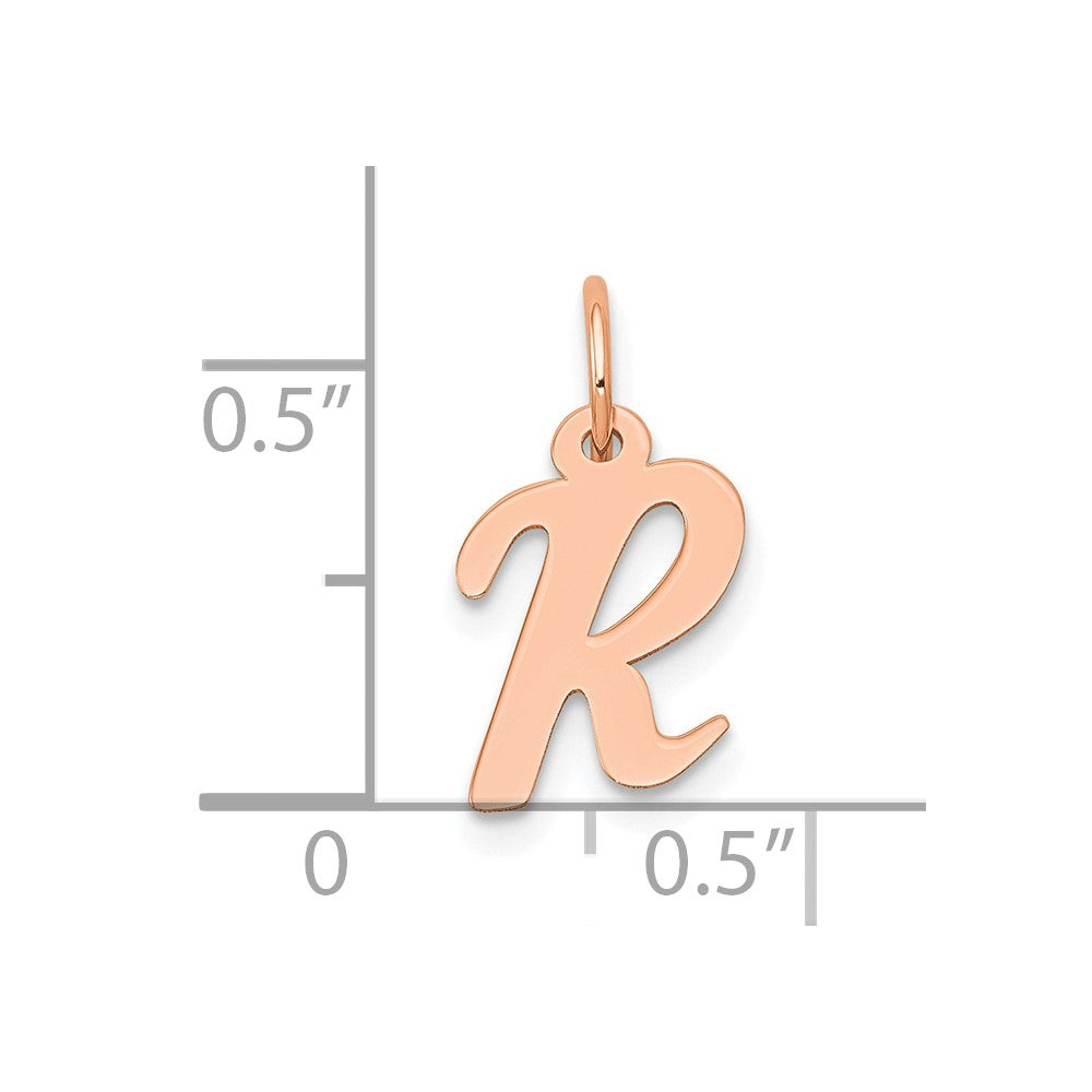 14K Rose Gold Small Script Letter R Initial Charm