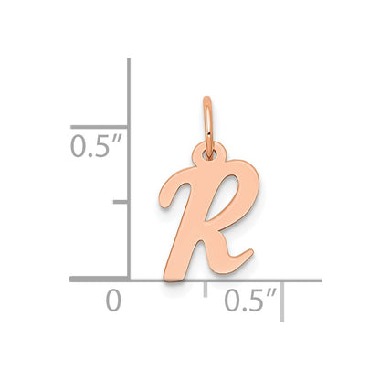 14K Rose Gold Small Script Letter R Initial Charm