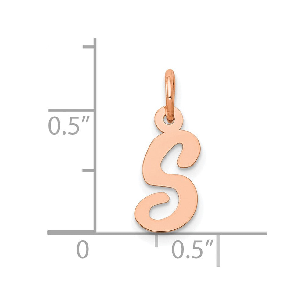 14K Rose Gold Small Script Letter S Initial Charm