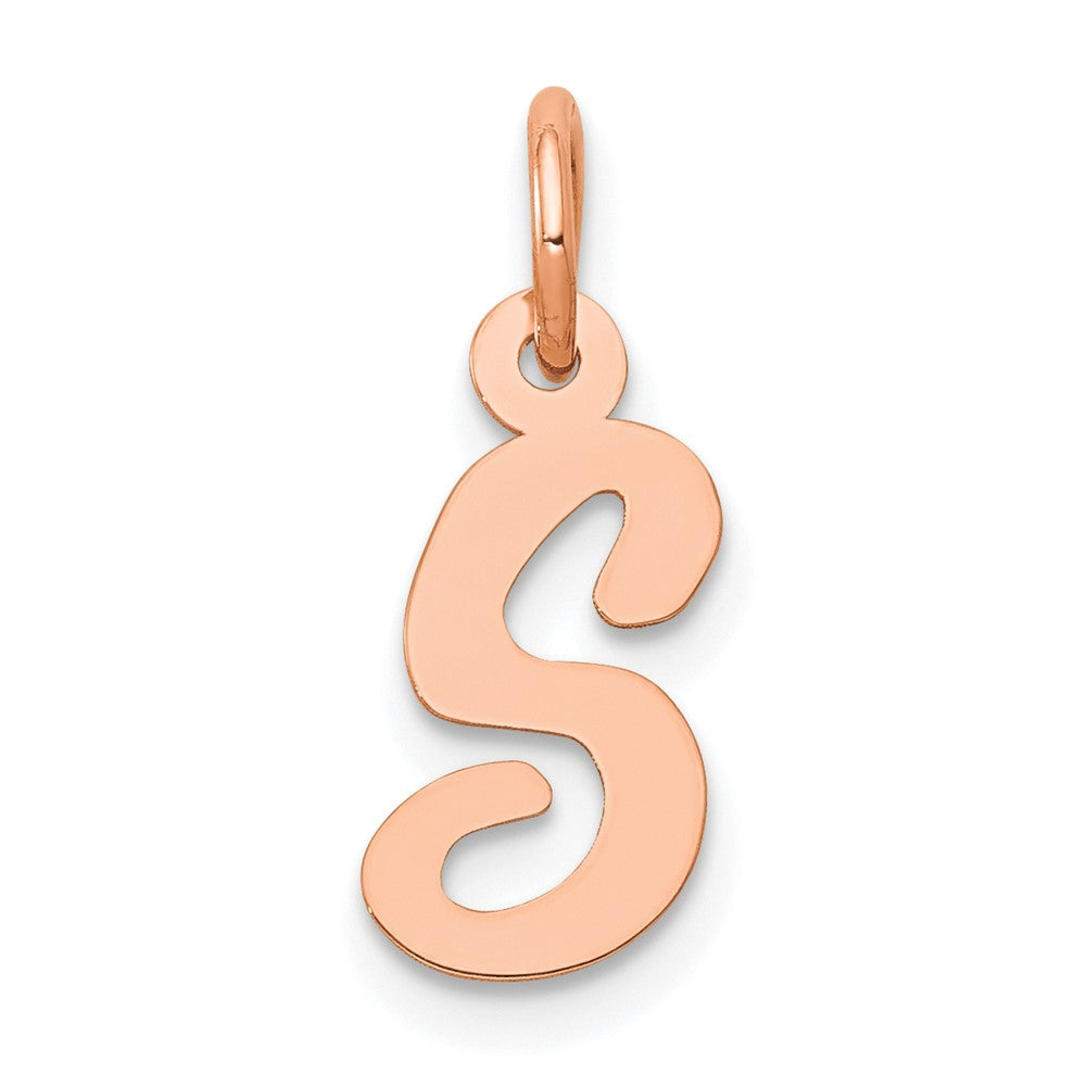 14K Rose Gold Small Script Letter S Initial Charm