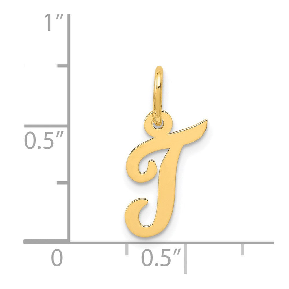 14k Yellow Gold 14k Small Script Letter T Initial Charm