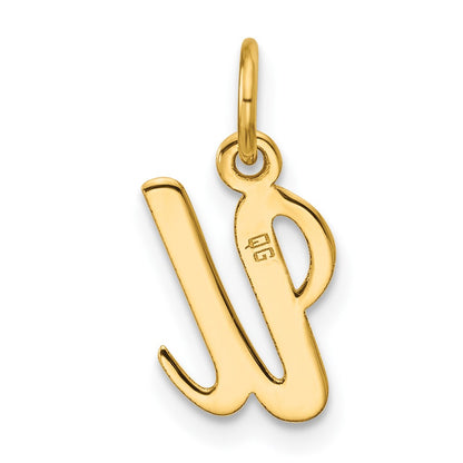 14K Yellow Gold Small Script Letter U Initial Charm