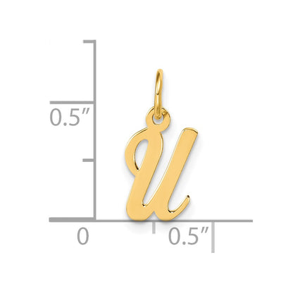 14K Yellow Gold Small Script Letter U Initial Charm