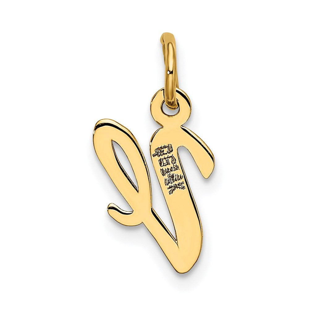 14k Yellow Gold 14k Small Script Letter V Initial Charm