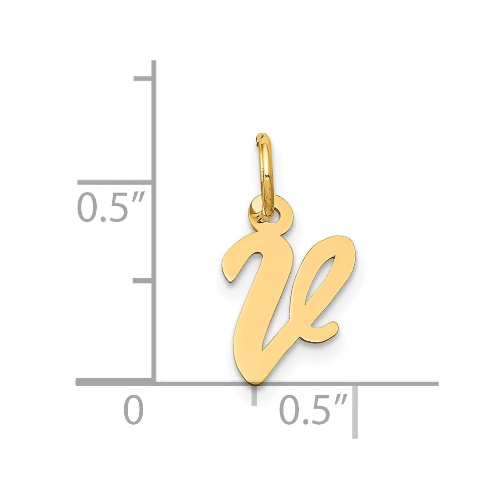 14k Yellow Gold 14k Small Script Letter V Initial Charm