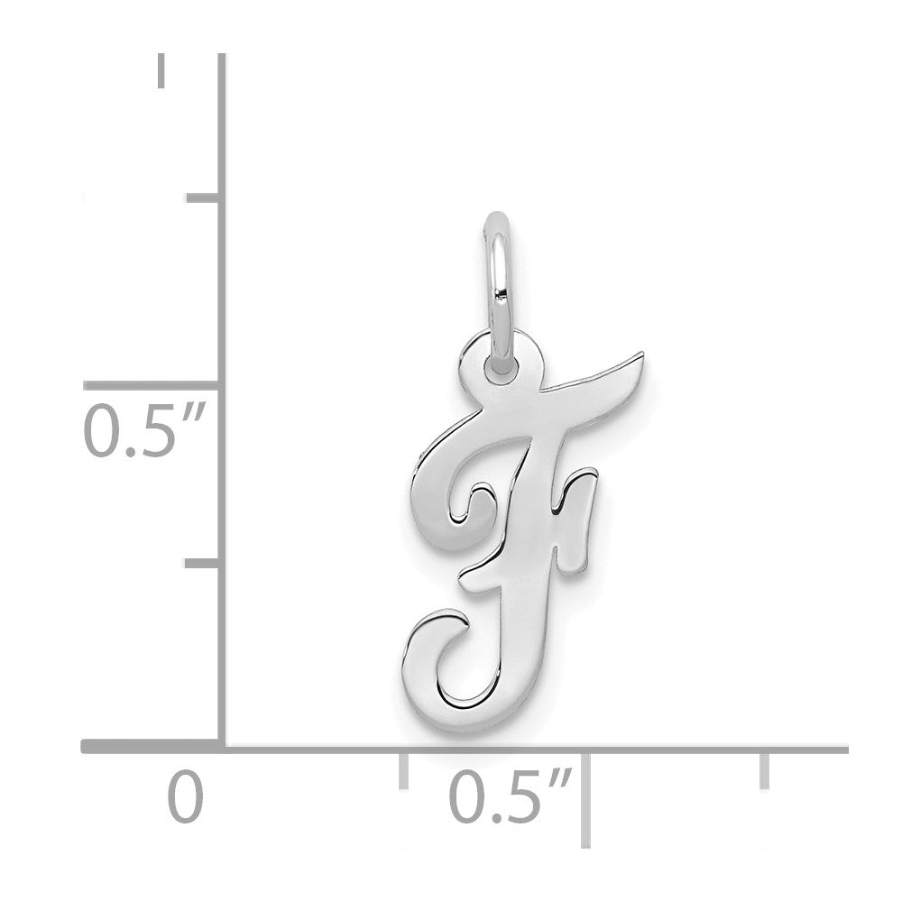 14k White Gold 14k White Gold Small Script Letter F Initial Charm