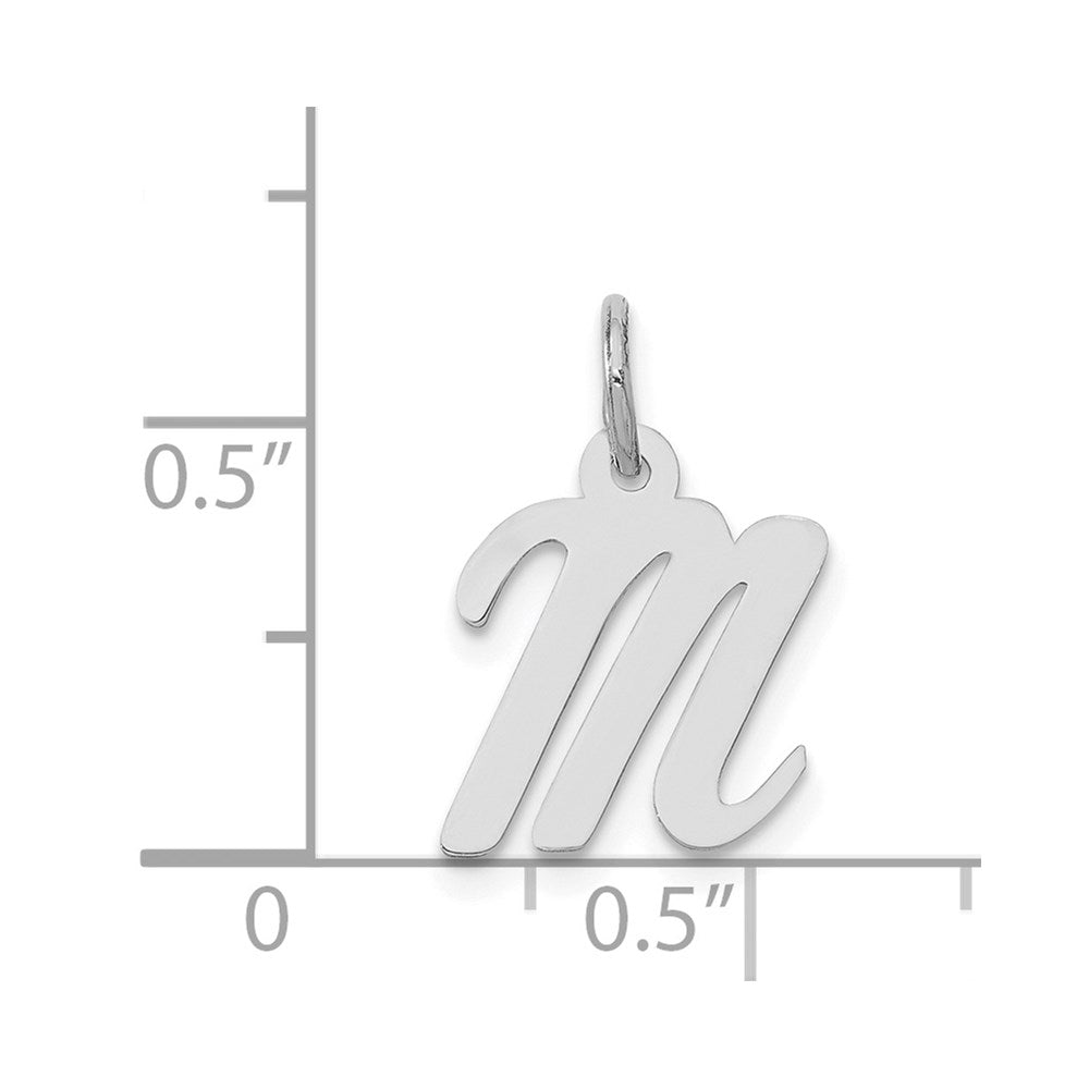 14k White Gold 14k White Gold Small Script Letter M Initial Charm