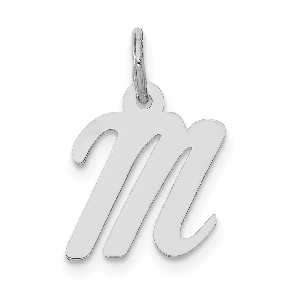 14k White Gold 14k White Gold Small Script Letter M Initial Charm