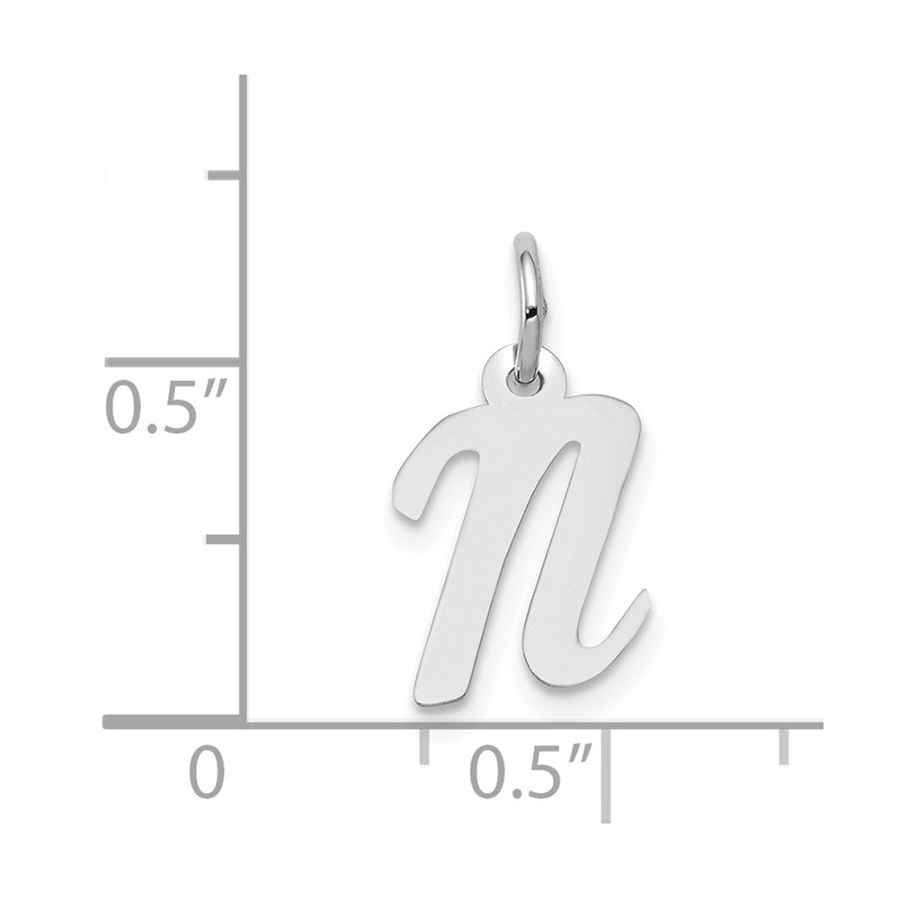 14k White Gold 14k White Gold Small Script Letter N Initial Charm