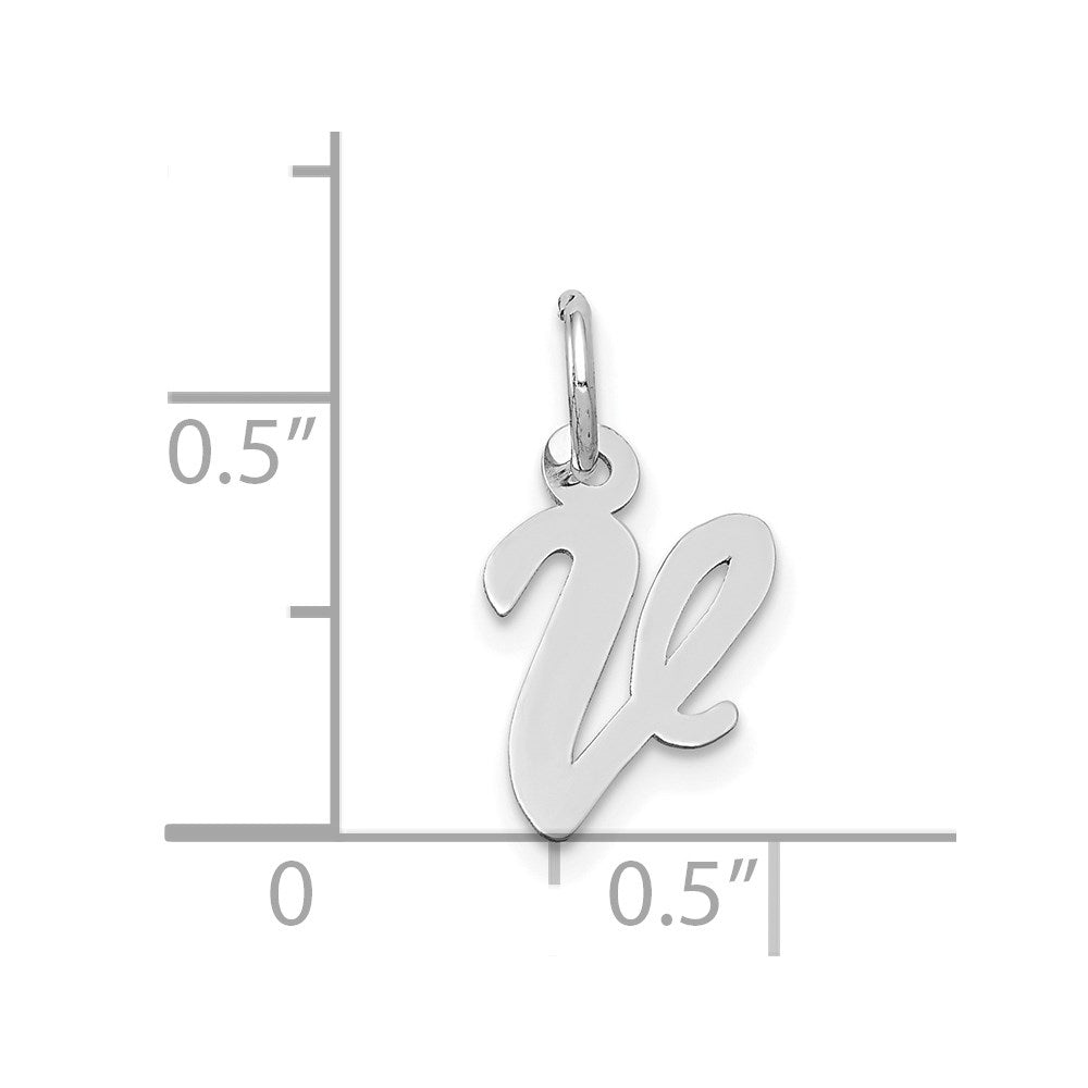 14k White Gold 14k White Gold Small Script Letter V Initial Charm