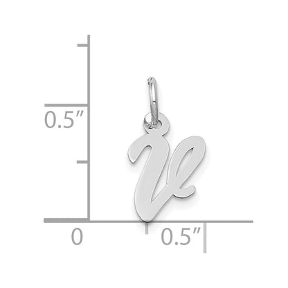 14k White Gold 14k White Gold Small Script Letter V Initial Charm