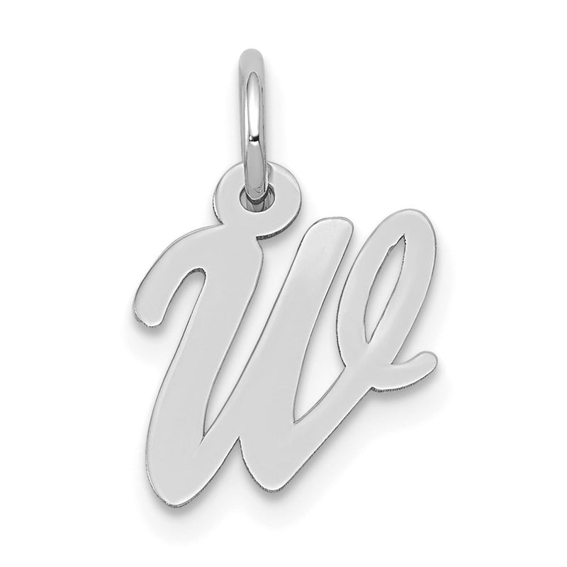 14k White Gold 14k White Gold Small Script Letter W Initial Charm