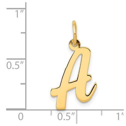 14k Yellow Gold 14k Medium Script Letter A Initial Charm