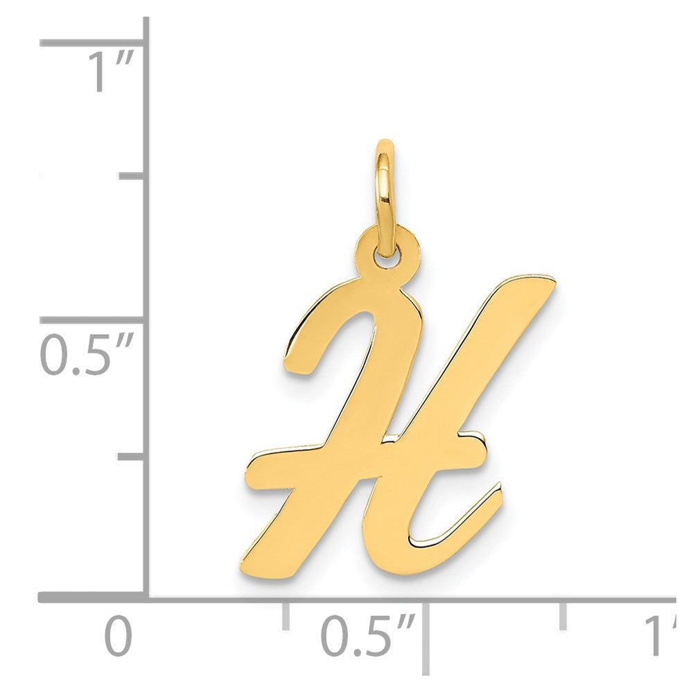 14k Yellow Gold 14k Medium Script Letter H Initial Charm
