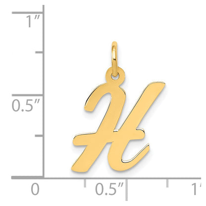 14k Yellow Gold 14k Medium Script Letter H Initial Charm