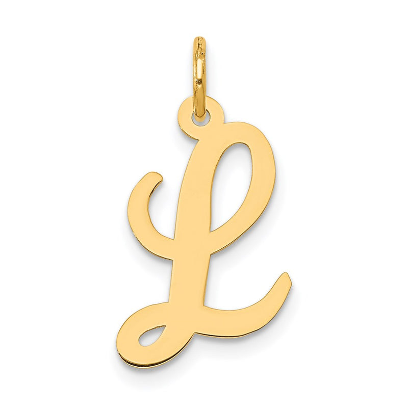 14k Yellow Gold 14k Medium Script Letter L Initial Charm